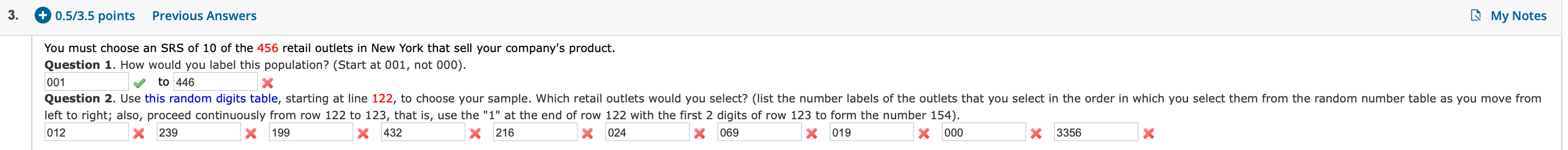 3. + 0.5/3.5 points Previous Answers My Notes You must choose