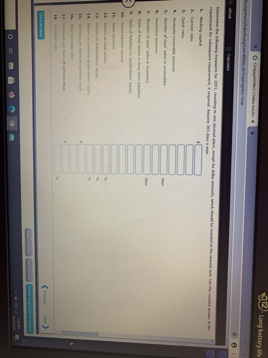 Retained Earnings Statement For the Years Ended December 31, 2012 and 2011