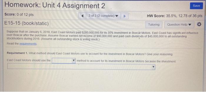  Homework: Unit 4 Assignment 2 Save Score: 0 of 12 pts