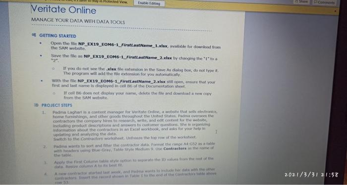  in Protected View Enable Editing Veritate Online MANAGE YOUR DATA WITH