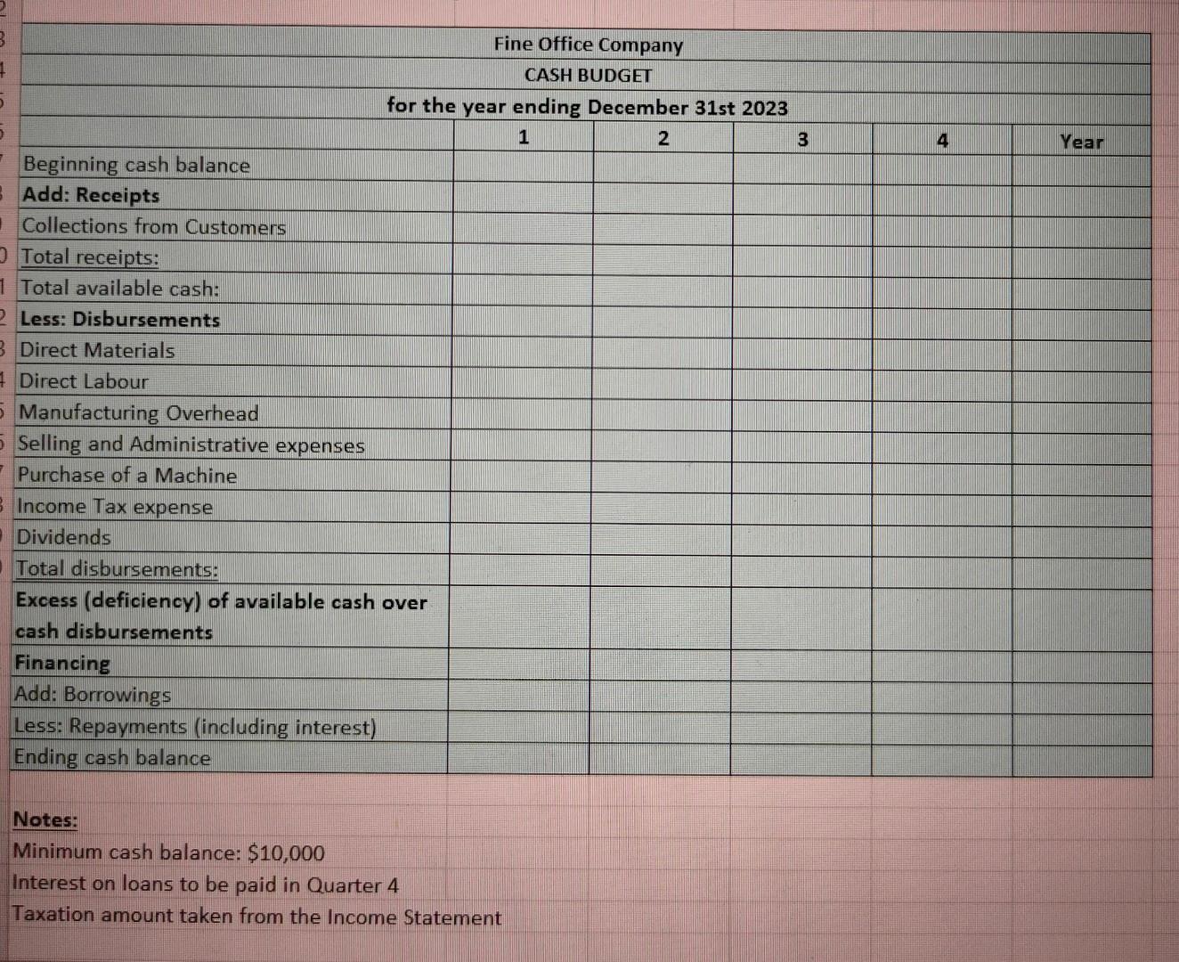 Total Direct Labour cost: $ & & & \\ 11 & &
