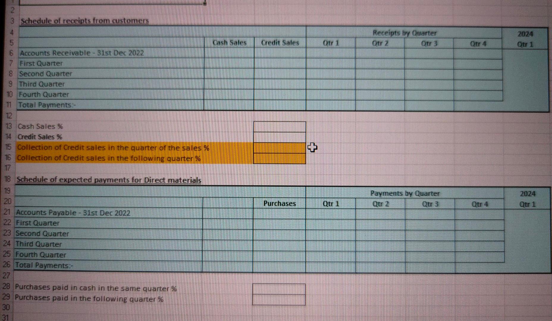 13 14 15 16 \begin{tabular}{c|l|l|l|l|l|l|} \hline 4 & \multicolumn{5}{c|}{ Manufacturing Overhead Budget