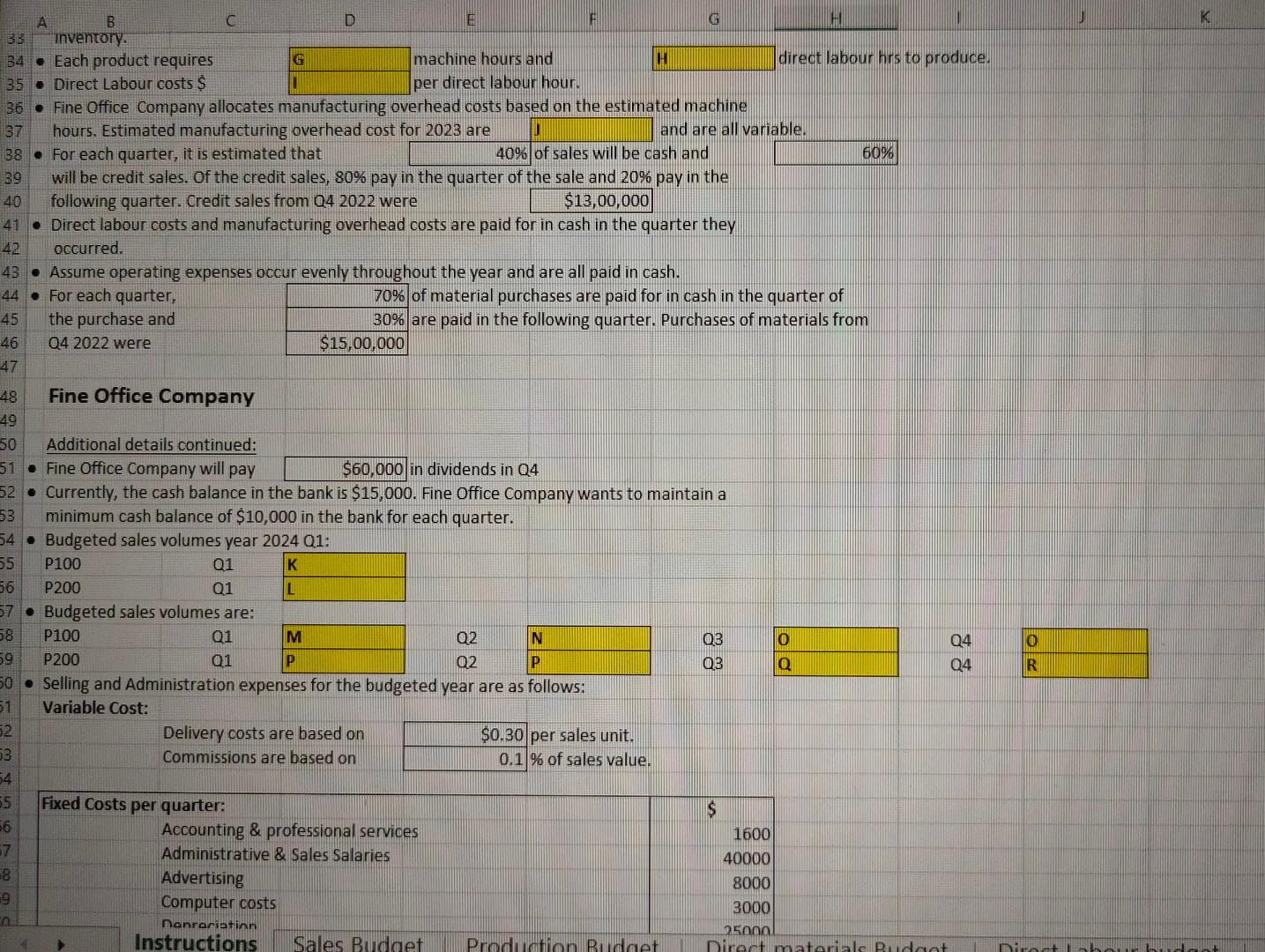Budeted Production units & & & & & \\ \hline 7 &