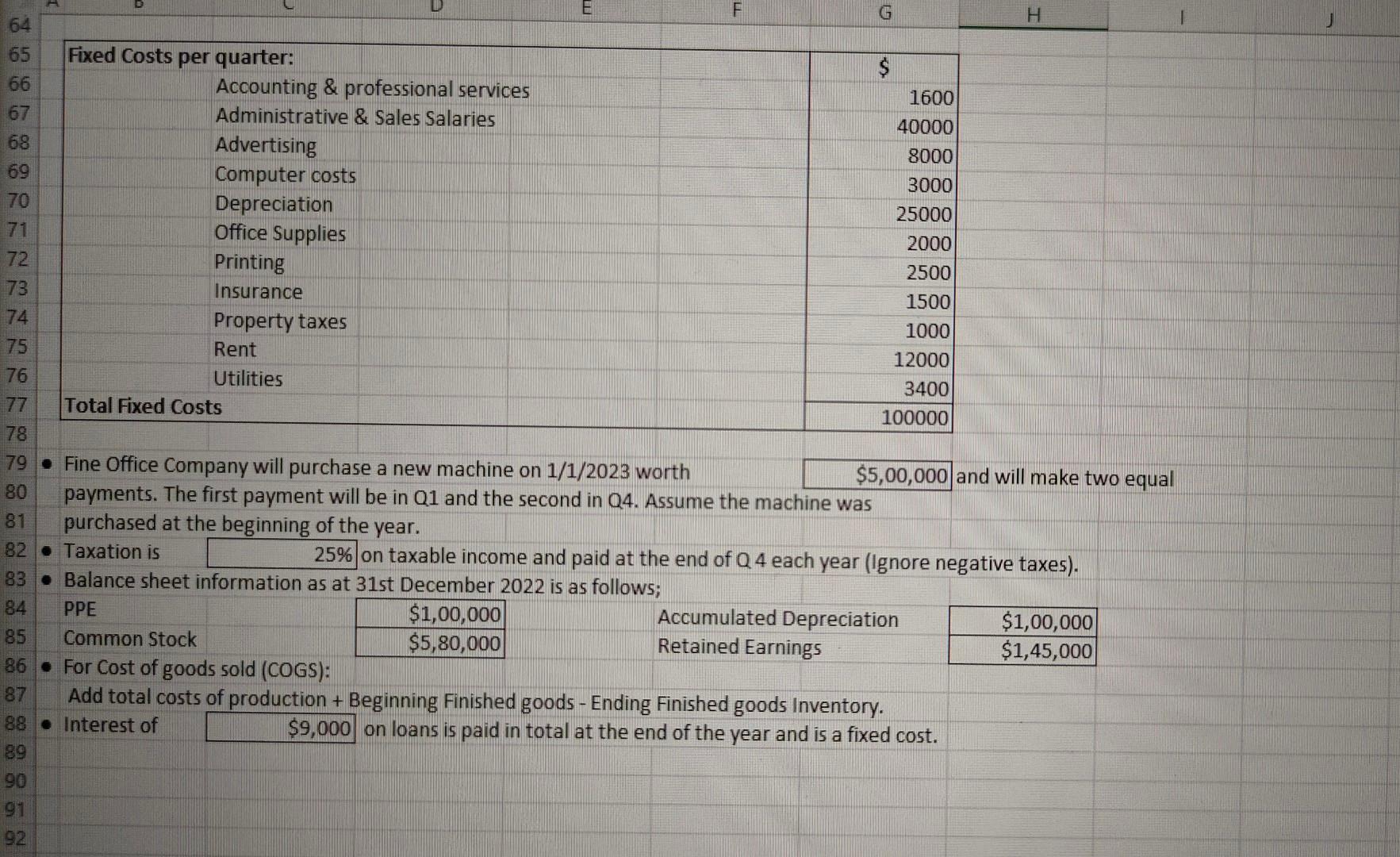 Machine hours per unit & & & & & \\ \hline 8