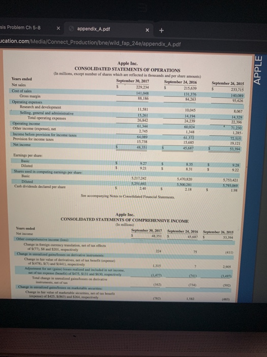 fiscal years ended (a) September 30, 2017, and (b) September 24, 2016