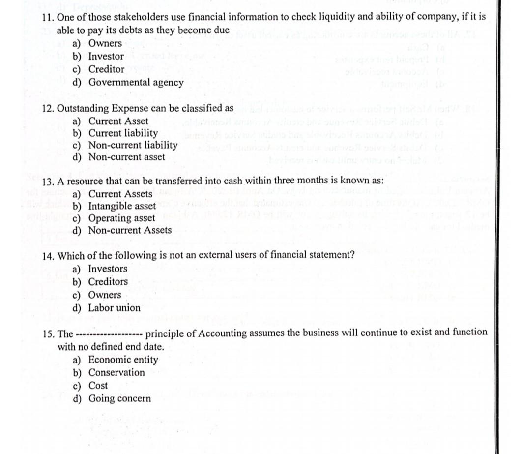 ) 1. All of the following assets are depreciated except: a) Building