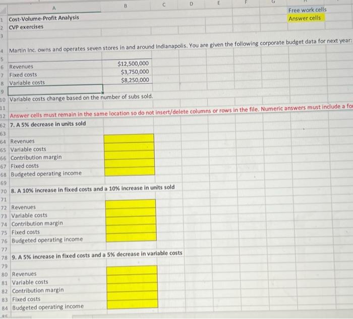 work cells Answer cells Martin Inc. owns and operates seven stores in