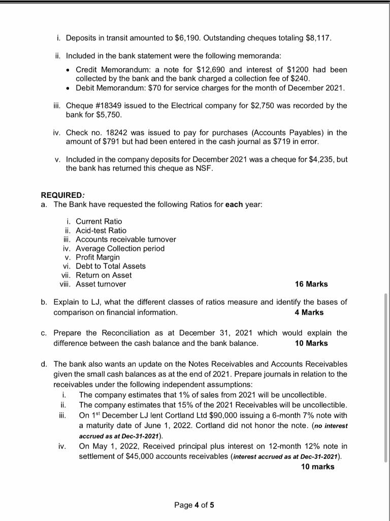 Reconciliation and Receivables 40 MARKS Luke Jones, owner of LJ Corporation approached