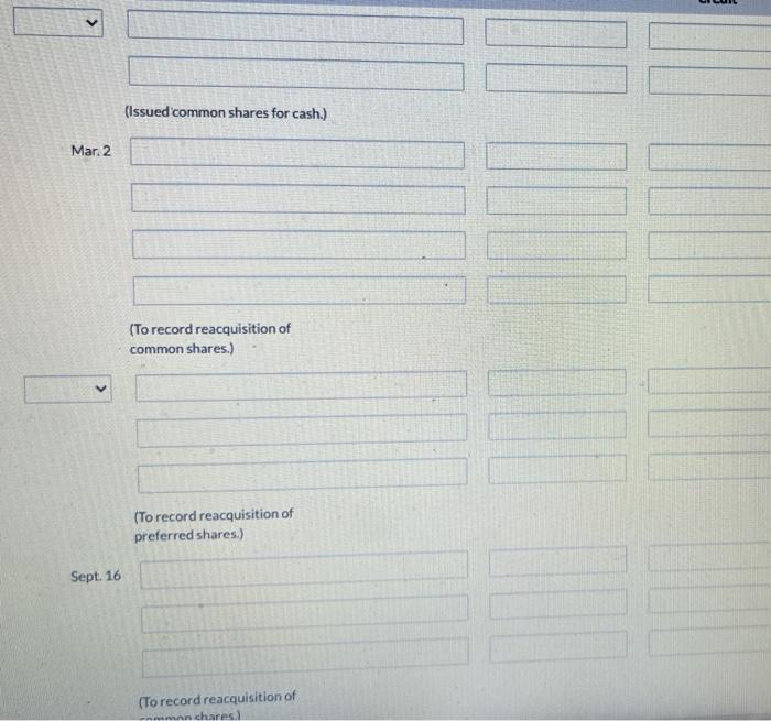 you in advance The following shareholders' equity accounts are reported by Blossom