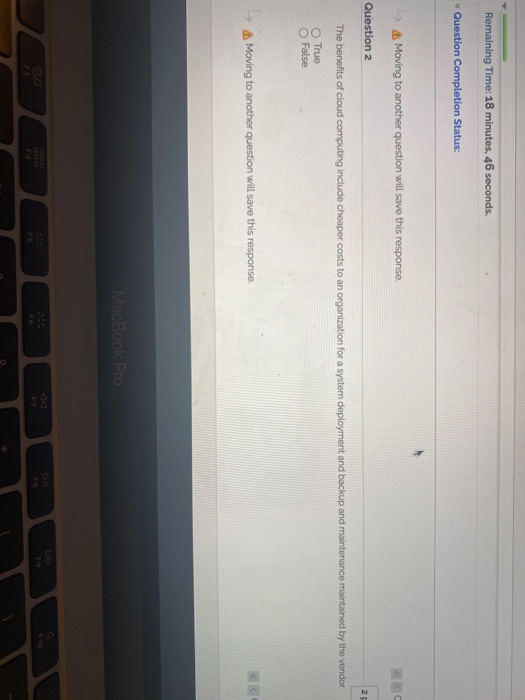  Remaining Time: 18 minutes, 46 seconds. Question Completion Status: Moving to