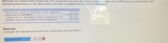  Materials are added at the beginning of the production process at