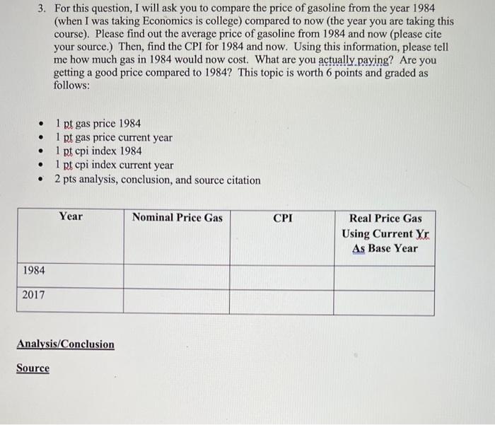  3. For this question, I will ask you to compare the