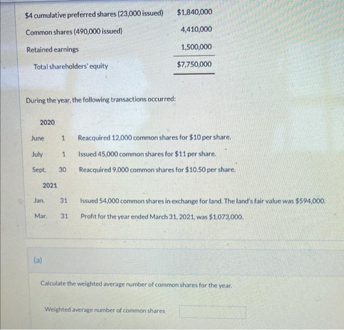 202t During the year, the following transactions occurred: 2020 June 1 Reacquired