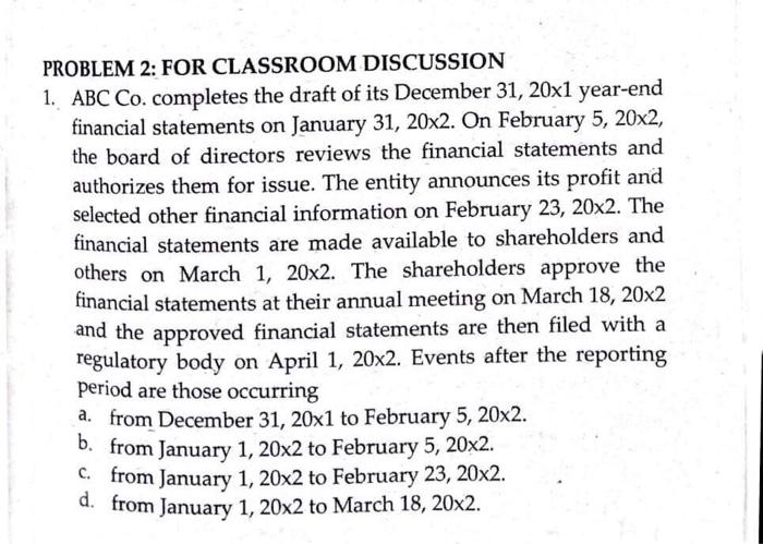 urgent :( PROBLEM 2: FOR CLASSROOM DISCUSSION 1. ABC Co. completes the