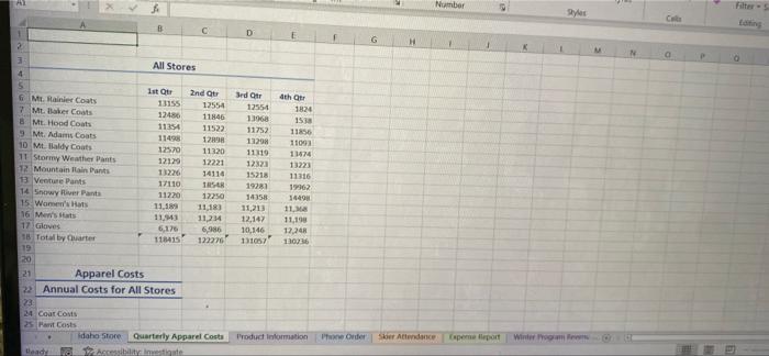 Open the Excel the file Student Excel_comp_Cap1_Winter_Revenue.xlsx downloaded with this project On