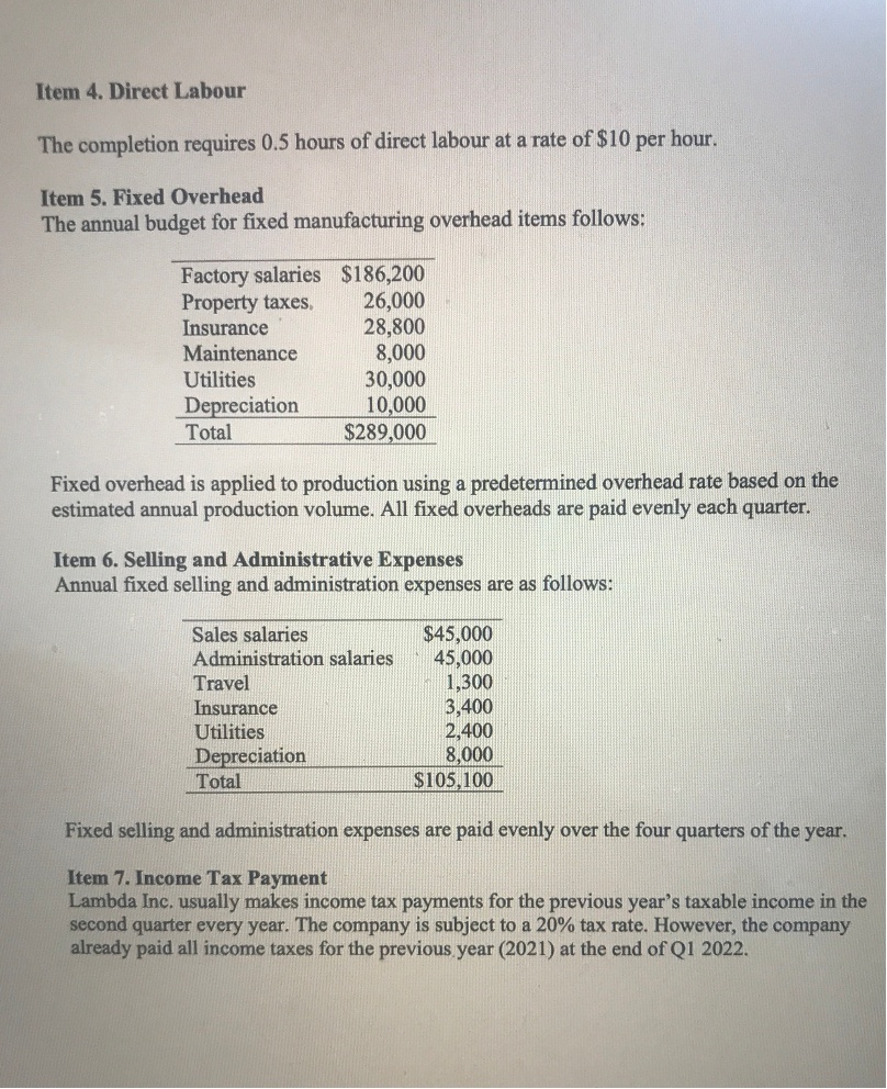 an Excel spreadsheet for requirement 1. Modify the master budget in another