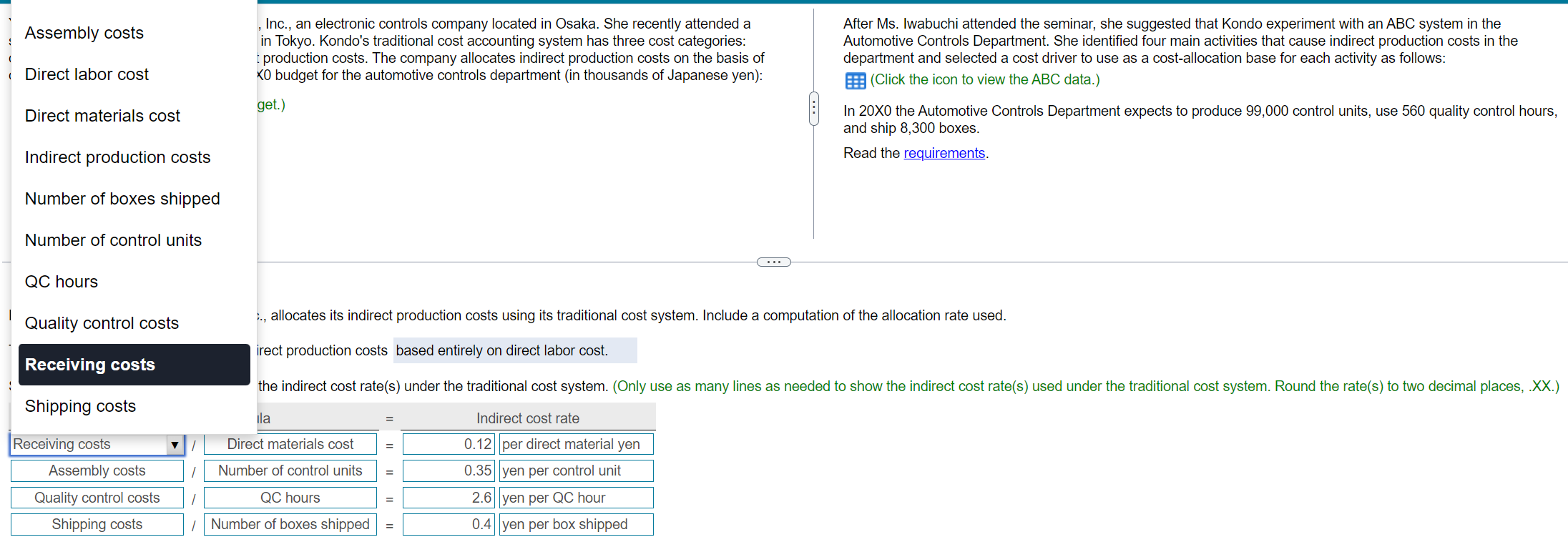 help on all the boxes. Yoko Iwabuchi is the controller of Kondo,