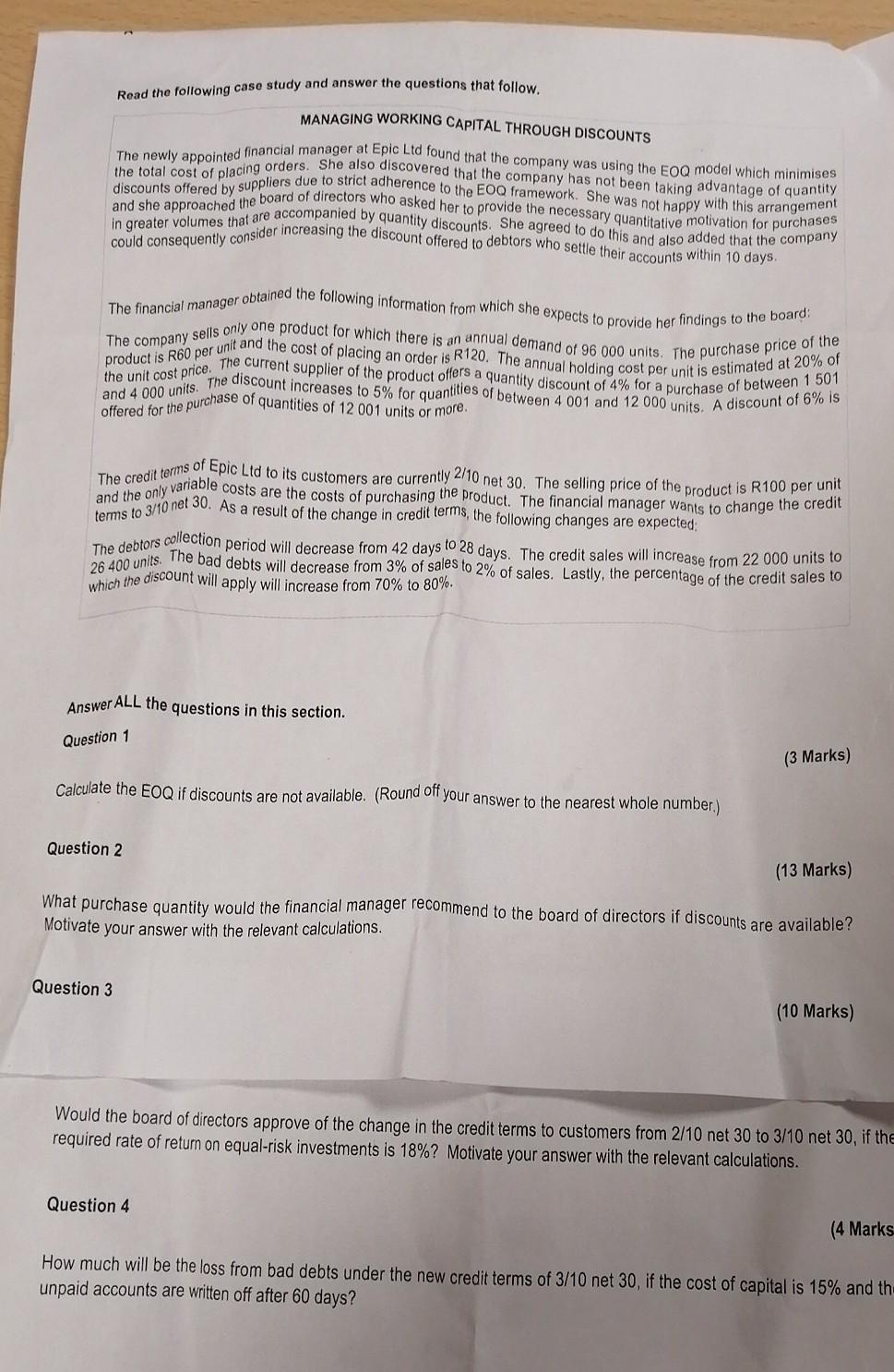 Read the following case study and answer the questions that follow.