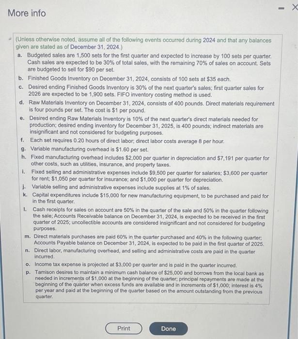 labor budget, manufacturing overhead budget, cost of goods sold budget, selling and