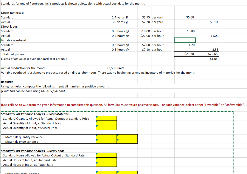 Please help, and show excel functions and formulas for solving (for