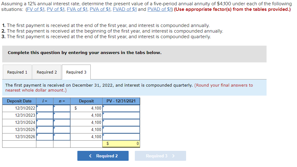 (FV of $1, PV of $1, FVA of $1, PVA of $1,