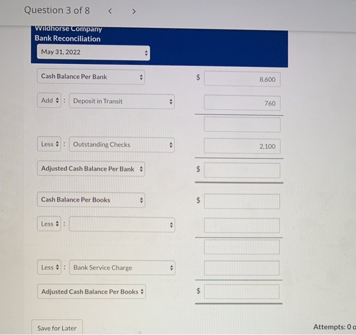 reconciliation for Wildhorse Company for May 31, 2022 a. The bank statement