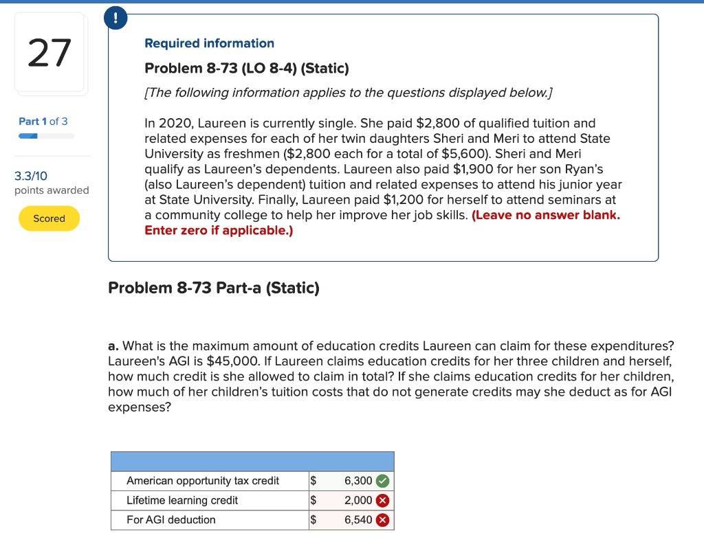  Required information 27 Problem 8-73 (LO 8-4) (Static) (The following information