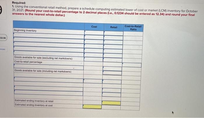 Store, Inc., uses the retail Inventory method to estimate ending inventory for