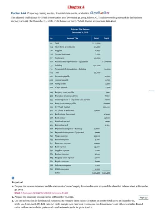 only question 3 a,c Chapter 4 Problem 44A Preparing closing entries, financial