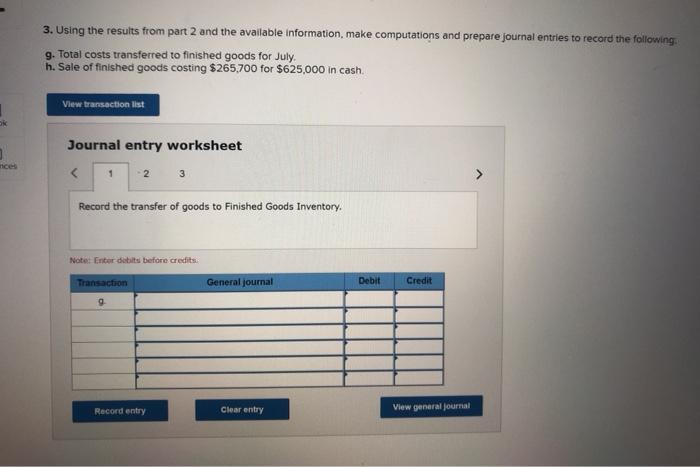  3. Using the results from part 2 and the available information,