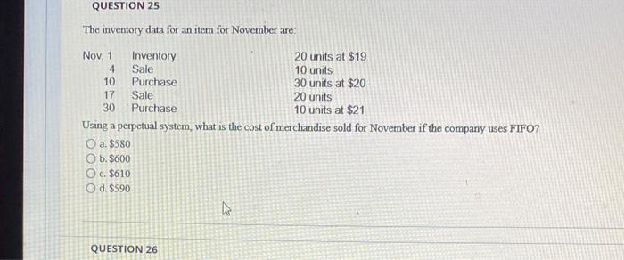  using FIFO The inventory data for an item for November are: