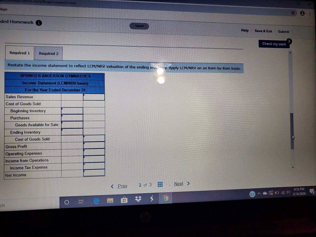 financial statements dated December 31. The company reported its inventory using the