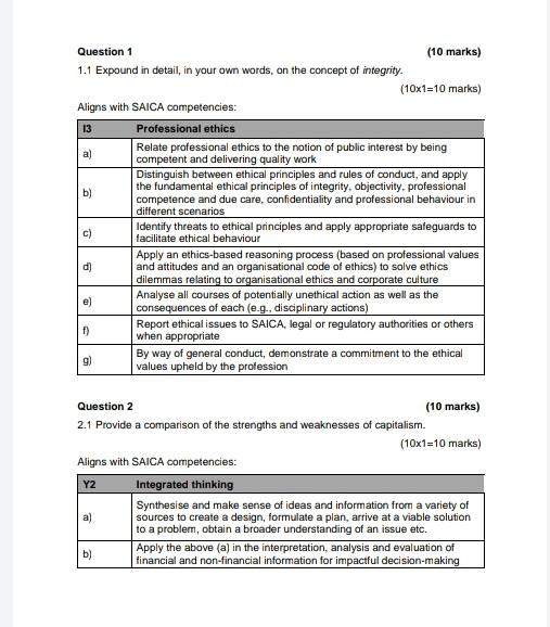 Ethics in accountancy Please help. a) Question 1 (10 marks) 1.1 Expound