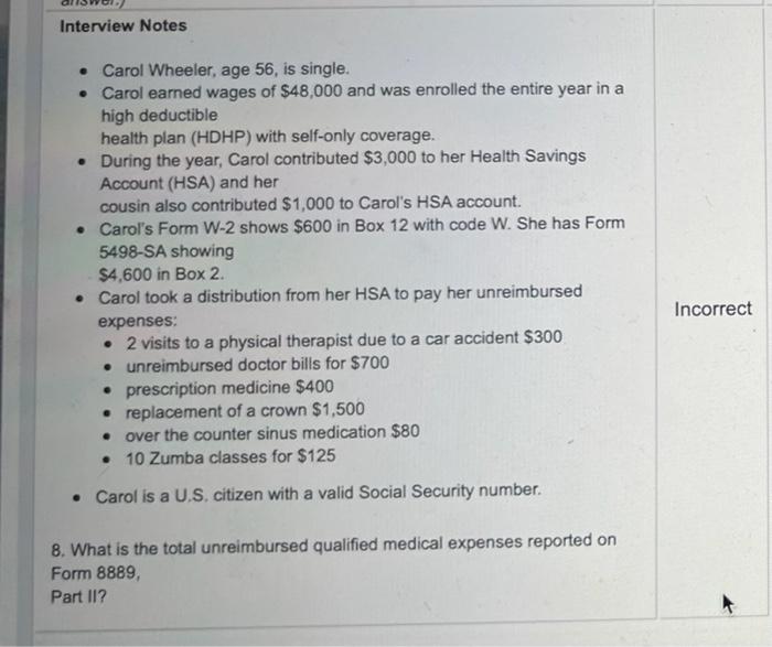  please answer the questions Interview Notes Carol Wheeler, age 56, is