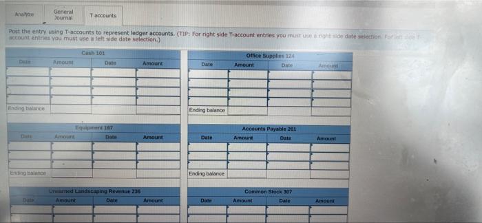 entry using T-accounts to represent ledger accounts. Use the following partial chart