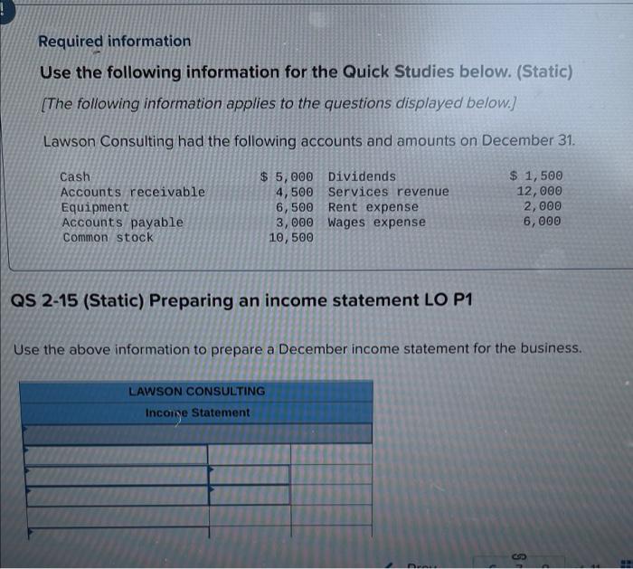 (124) Trucks (153): Equipment (167): Accounts Payable (201): Uneared Landscaping Revenue (236),