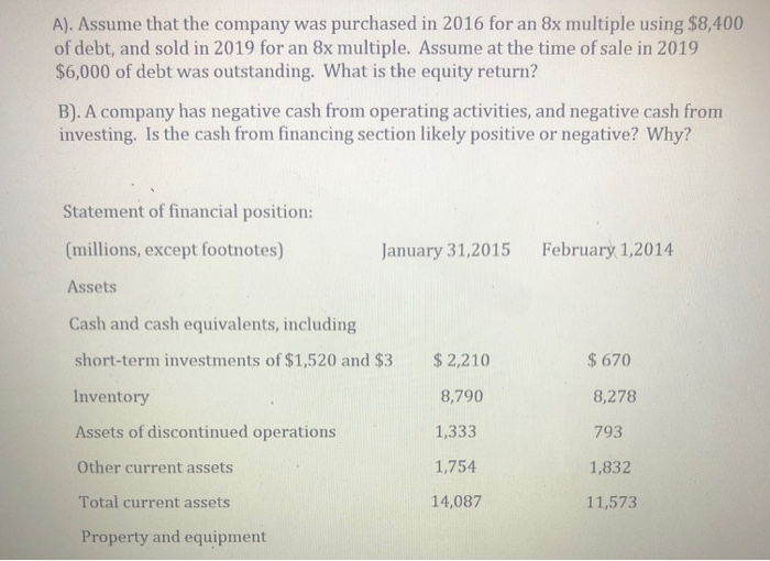  please answer A to E. use balance sheet for C,D,E A).