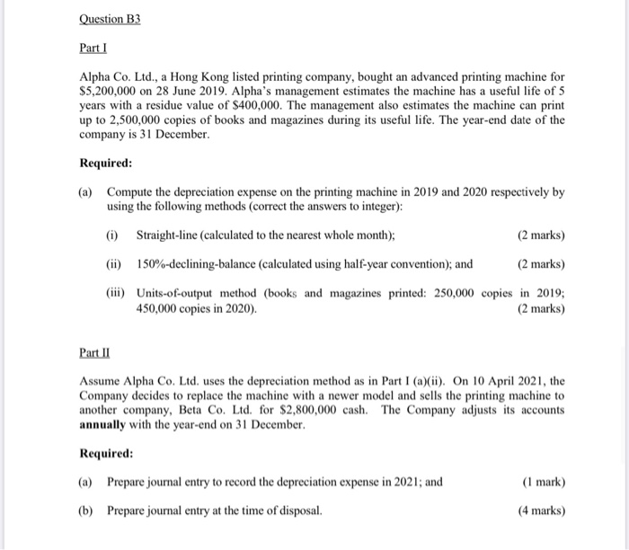 Question B3 Part 1 Alpha Co. Ltd., a Hong Kong listed