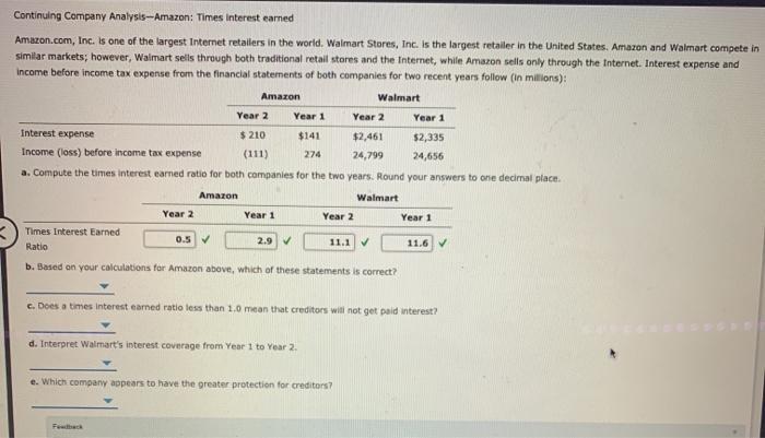  Continuing Company Analysis-Amazon: Times Interest earned Amazon.com, Inc. is one of