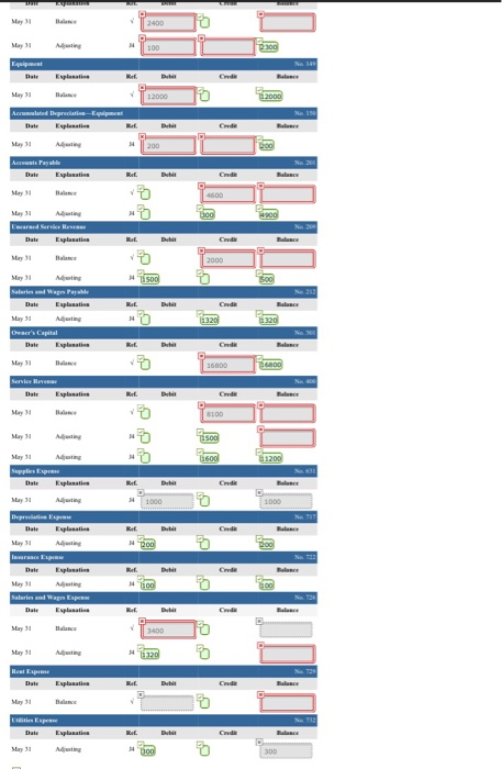 following accounts and account numbers: No. 150 Accumulated Depreciation-Equipment, No. 212 Salaries