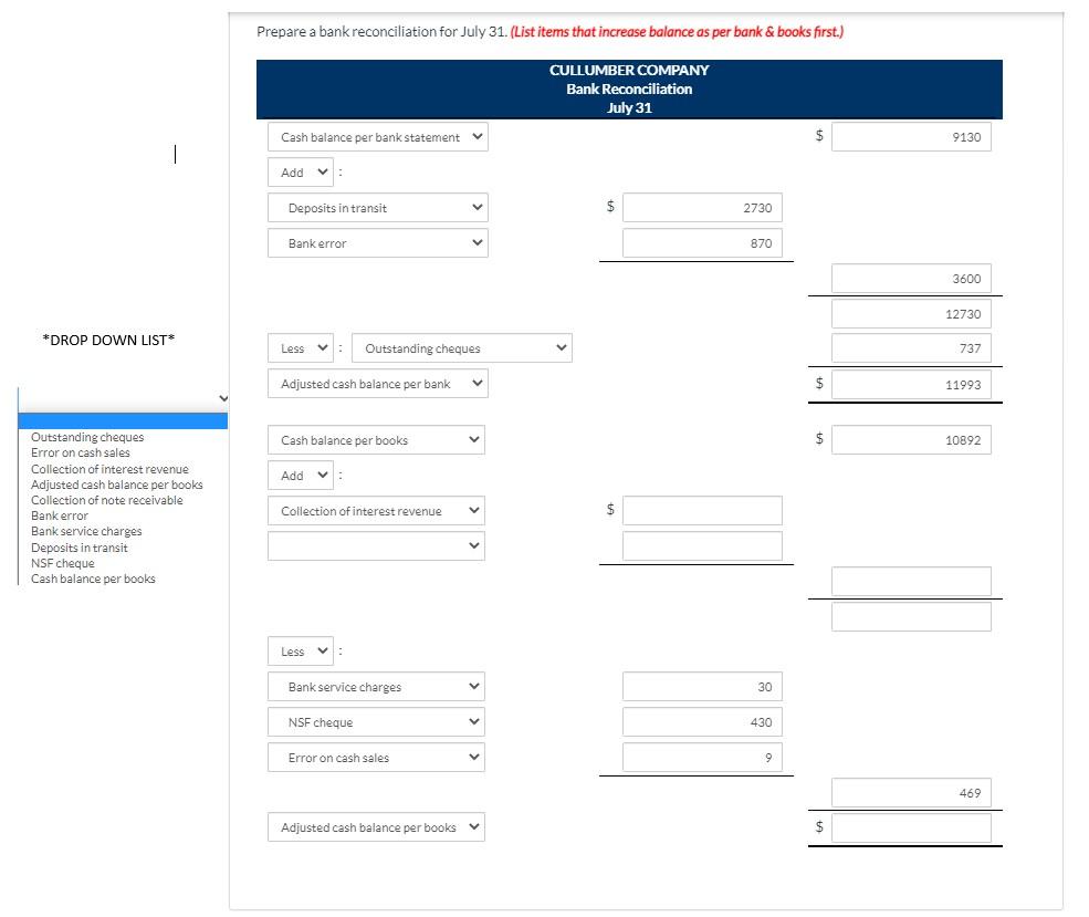 show your work. Thanks. The following information is for Cullumber Company: 1.