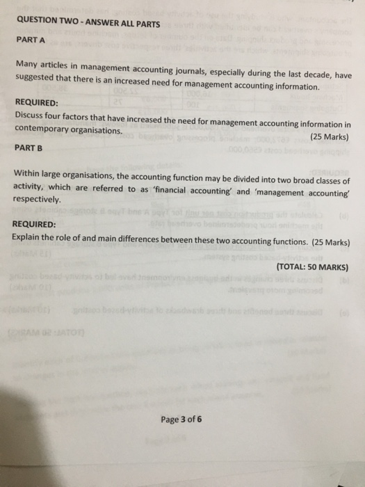  QUESTION TWO - ANSWER ALL PARTS PARTA Many articles in management