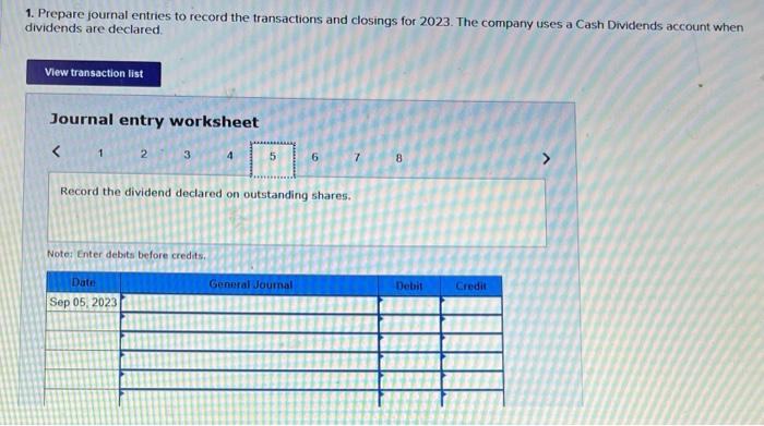 equity accounts: Jan. 5 The directors declared a $3.90 per share cash