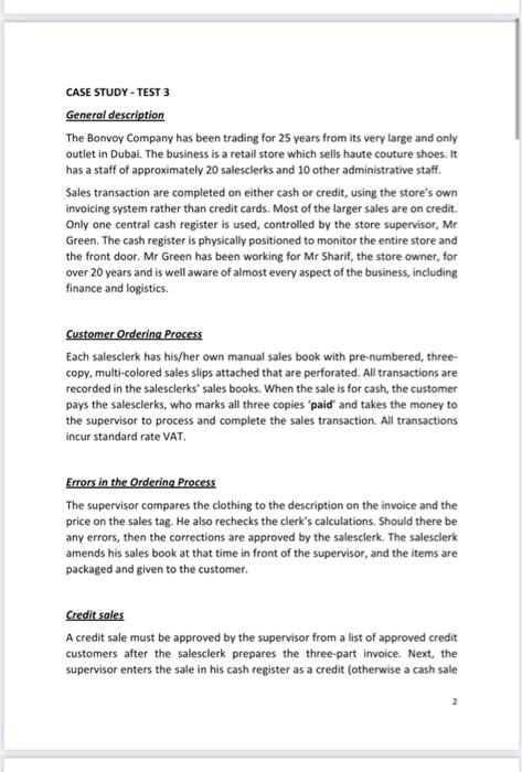  CASE STUDY - TEST 3 General description The Bonvoy Company has