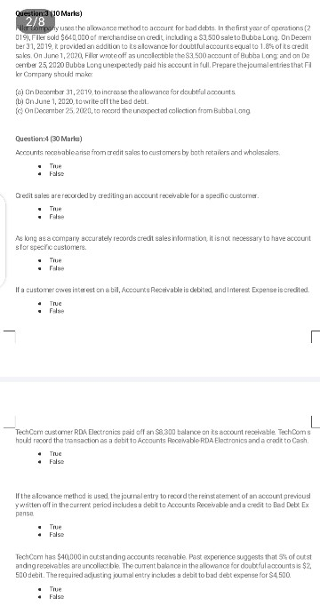  Question:3 (10 Marks) 2/8 Feromony uses the allowance method to account