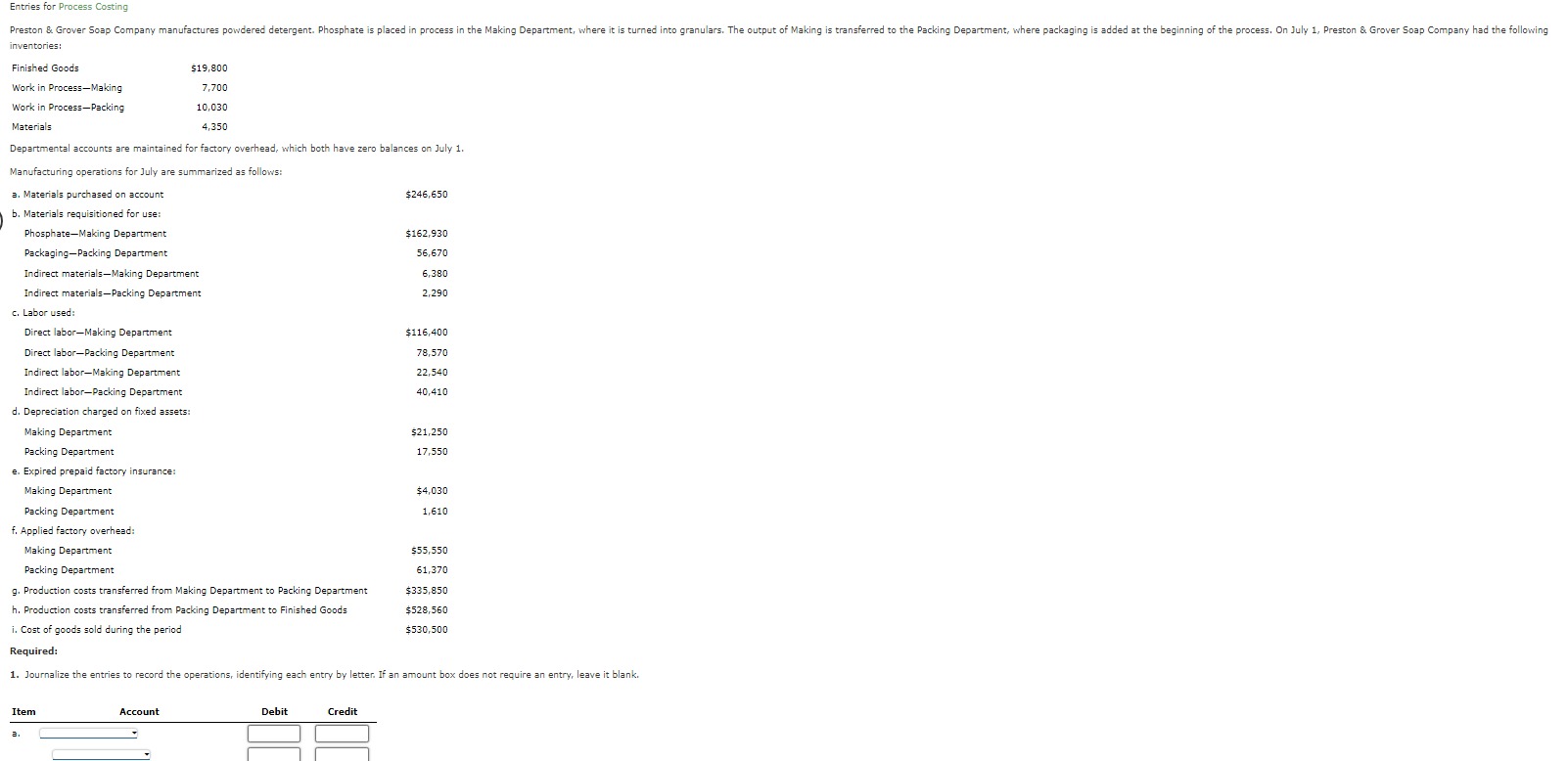  b. c. d. e. f. g. h. 1 Compute the July