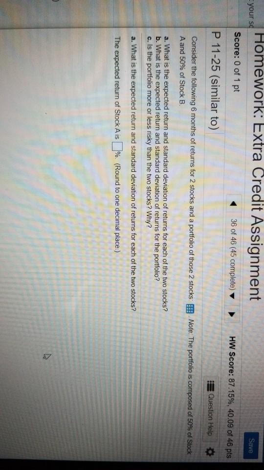  Answer A, B, and C please Homework: Extra Credit Assignment Save