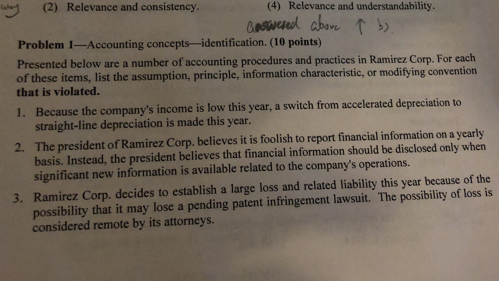  Please explain question 1 only (2) Relevance and consistency. (4) Relevance