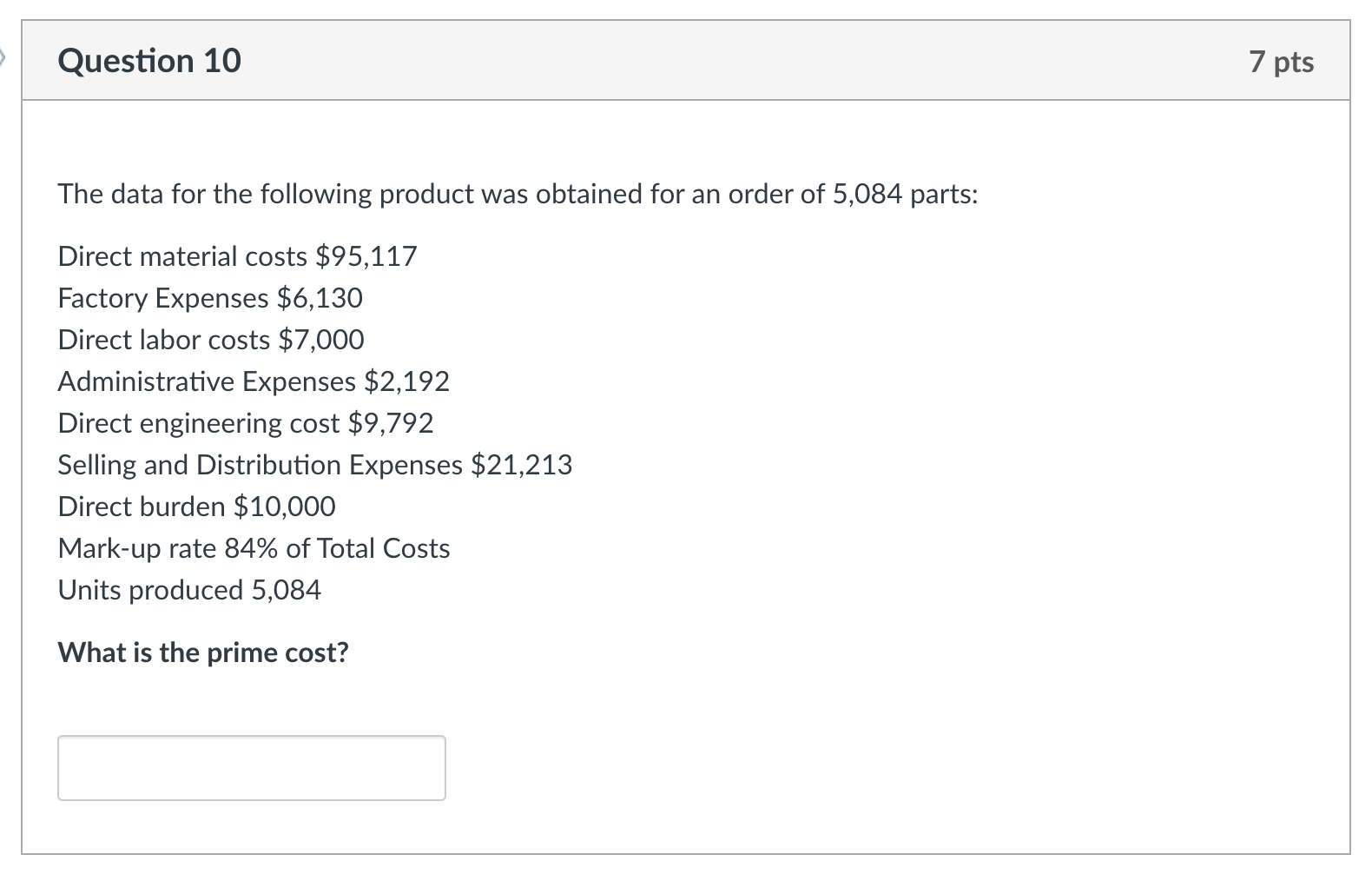 Please answer using excel. Question 10 7 pts The data for the