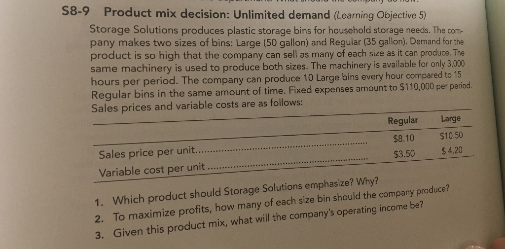 NEED HELP WITH QUESTION S8-10.... USE S8-9 FOR PREVIOUS DATA... S8-9